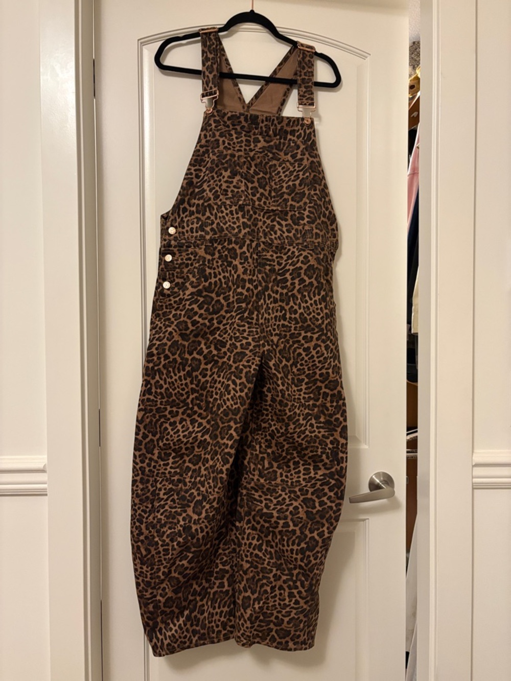 GAP Leopard Print Wide-Leg Jumpsuit Overalls - Brown/Black